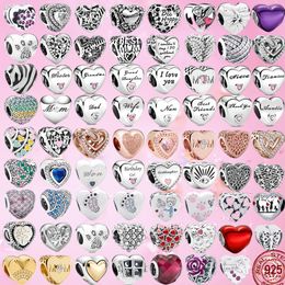 925 Silver Charm bead fit Pandora Charms Bracelet Angel Mom Family Heart series Shine charmes ciondoli DIY Fine Beads Jewelry