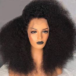 Afro gekinky lockiges menschliches Haar -Perücke t Teil Spitze Perücken Seite jungfräulich vorgezogen mit Baby natürliche Farbe