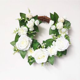 Decorative Flowers Decoration Supplies 45cm White Rose Flower Handmade Craft Home Decorate Wedding Wreath Outdoor Ornaments For Party