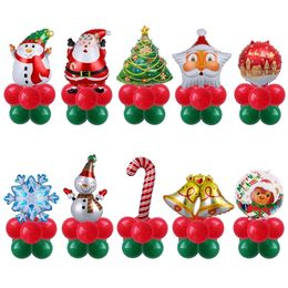 Other Event Party Supplies 5pcsset Santa Claus Balloons stand Christmas Snowman Ballons indoor Navidad Xmas Party Decors red green star Helium globos 220901