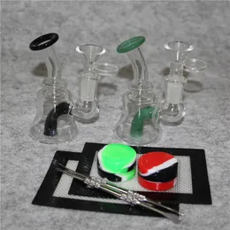 Glass Water Bongs Heady Beaker Hookahs Dab Oil Rigs Water Pipes Recycler Bong With Dabber Tool Silicone Container Mat For Smoking