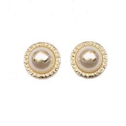 Famous 18K Gold Plated Brand Designers Letters Stud Earrings Geometric Luxury Brand Women Crystal Rhinestone Pearl Earring for Wedding Party Jewerlry Accessories