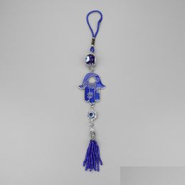 Key Rings Fashion Jewellery Accessories Blue Evil Eye Key Fatimas Hand Keys Buckle Tassels Pendant Ornaments Keychains Femal Yydhhome Dhmez