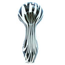 New design 100mm glass pipe black and white striped spoon pipe for smoking