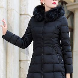 Down Faux Fur Woman Jacket Womens Parkas Thicken Outerwear Hooded Winter Coat Female Jacket Cotton Padded 220902
