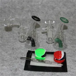 Glass bong Hookah dab oil rig bubbler thick beaker mini glass water pipe with 14mm bowl dabber tool silicone container