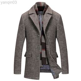 Men's Suits Blazers Brand Clothing Men Wool Blend Jackets Autumn Winter New Solid Colour High Quality Wool Jacket Luxury Brand Clothing S-4XL L220902