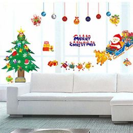 Wall Stickers Santa Claus Gift Sticker Christmas Theme Decoration For Kids Rooms Merry