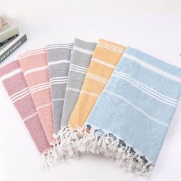 Towel Striped Cotton Turkish Sports Bath Towel with Tassels Travel Gym Camping Sauna Beach Pool Blanket Absorbent Easy Care 220901