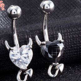 navel ring heart UK - jewelry stainless steel navel rings heart litter devil bell button rings for women fashion184S