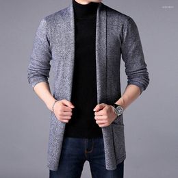 Men's Sweaters Men's 2022 Mens Wool Cardigan Autumn Winter Warm Thick Solid Spacious Pocket Fashion Long Knitted Cotton Casual Male