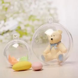 leather ornaments UK - Christmas Decorations Openable Transparent Plastic Ball Baubles 4cm To 14cm Tree Ornament Party Wedding Clear Balls Supplies 902