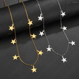Chains 12Pcs/lot Titanium Steel 7pcs Stars Tassel Pendant Necklace For Women