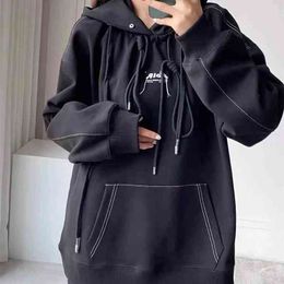 Men's Hoodies Sweatshirts 21Fall/Winter Unisex New Drawstring Hoodie Embroidered Letters High Quality Korean Fashion Oversized Hoodies T220901