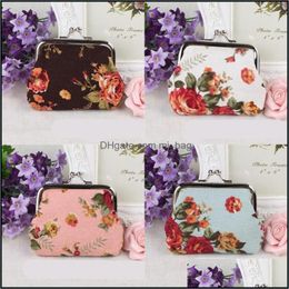 Storage Bags Rose Flowers Handbag Coin Purse Cloth Colorf White Black Big Container Fashion Wallet Ladies Women 1 6Qs C2 Drop Deliver Dh215