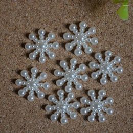 Christmas Decorations 100Pcs Snowflake Artificial Flatback Pearl Card Making DIY Craft High Quality Navidad