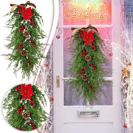 Decorative Flowers Snowflake Pine Needles Artificial Plants Christmas Flower Wreath Diy Gifts Accessories Hanging Decoration #t1g