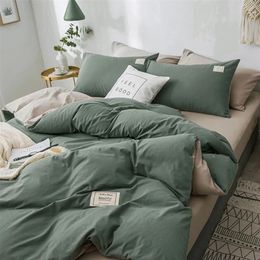 Bedding sets Home Textile Solid Colour Duvet Cover Pillow Case Bed Sheet AB Side Quilt Cover Boy Kid Teen Girl Bedding Linens Set King Queen 220901