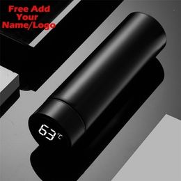 Water Bottles Custom Intelligent Digital Thermos Cup Touch Display Temperature Stainless Steel Creative Thermoses Coffee Mug Gifts 220830