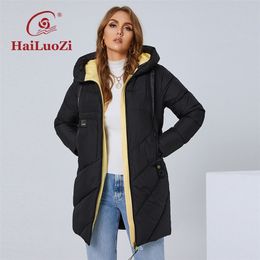 Womens Down Parkas HaiLuoZi Winter Womens Jacket Plus Size Long Thick Cotton Big Pockets Hooded Lady Parka Oversize Female Casual Coat 6896 220902