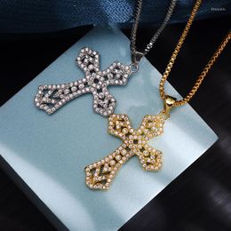 Pendant Necklaces Karopel Hollow Out Jesus Christ Cross Necklace Clear Cubic Zircon For Men Women Party Christmas Gift