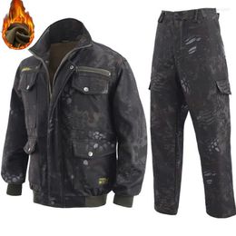 Men's Tracksuits Men's Plus Fleece Clothing Autumn And Winter Outdoor Labor Insurance Suit Casual Wear-resistant Overalls