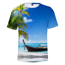 coconut tree t shirt UK - Men's T Shirts Beach Coconut Tree Shirt Men Women T-shirt Tee Men's Ocean Sky Beautiful Seaside View Tshirts 3D Breathable Cool Tops
