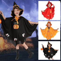 Halloween Kids Costumes Cape Cosplay Costume Witch Pumpkin Clothes Hat