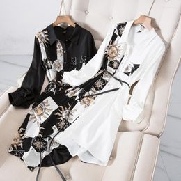 Casual Dresses Large Size Ladies' Micro Fat Woman Printing Of Fund 2022 Autumn Light Waist Design Feeling Japanese Luxury Dress