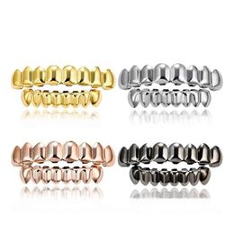 new grill teeth UK - New Teeth Grillz Top & Bottom 18K Gold Silvery Color Grills Dental Mouth Hip Hop Fashion Jewelry Rapper Jewelry 6 Styles Xcvcu296m