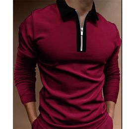 Men's Polos Men Fashion Casual polo shirts Long Sleeve Turn-down Collar Zipper Design Tops Men's Streetwear spring and autumn period and the 220902