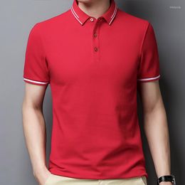 Men's Polos Men T Shirt Short Sleeve Breathable Cotton Sports Tennis Casual Slim Lapel Tee Tops Luxury Business Social