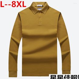 Men's Polos 8XL 6XL Men Shirt Spring Autumn Long Sleeve Mens Color Block Cotton Fashion Brand Casual Top Shirts