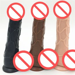 Masajeador de juguetes sexuales consolador realista gran pene flexible polla eje texturizado silicona strong cup dong producto para mujeres