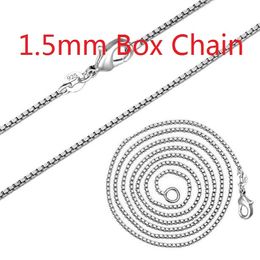 925 sterling Silver 1.5MM Box Chains Necklace 16"/18"/20"/22"/24" for Pendants 50pcs/lot