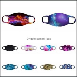 Party Masks Star Sky Printed Face Mask Breathing Camouflage Black Earloop Mascherine Muti Colours Reusable Adt Respirator 3Pp G2 Drop Dhuko