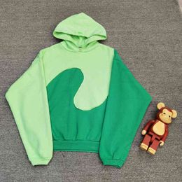 Külot Kadınlar Uzun Kollu Kapüşonlu Erkek Hoodies Sweatshirts High Street Yeşil Patchwork Kız Pullover Büyükbabası Vintage Hoodie