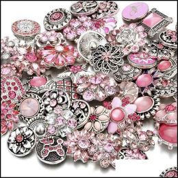 Clasps Hooks Noosa Pink Ginger Snap Button Clasps Jewelry Findings Crystal Chunks Charms 18Mm Metal Snaps Buttons Fact Dhseller2010 Dhstd