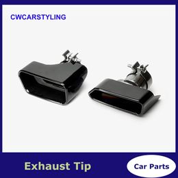 Top Quality 2PCS Stainless Steel Car Muffler Tip Square Shape Exit Exhaust Pipe Mufflers Nozzle Decoration For BMW 5 Series