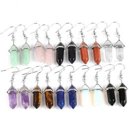 Charm 30 Colors Drusy Fashion Natural Stone Charms Earrings Hexagonal Prism Druzy Gemstone Chakra Dangle Earring Charm W Dhseller2010 Dh3F1