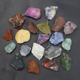 Natural Raw Ore Stone Irregular Necklaces Charms Pendants Black Tourmaline Crystal Amethyst Jewellery Making Wholesale