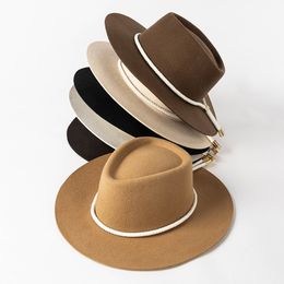 Stingy Brim Hats New 100% Wool Felt Fedora For Women Men Autumn Winter Fascinator Formal Party Church Cap Panama Jazz Hats