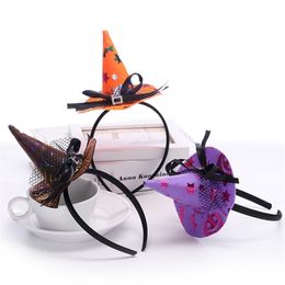 Other Event Party Supplies Halloween Witch Pointed Hat Headband Hair Hoop Cosplay Girls Halloween Party Dress Up Decorations Bow Lace Hair Buckle 220901