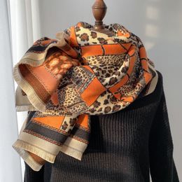 Scarf 2022 Air-Conditioned Room Shawl European and American New Autumn and Winter Scarf Womens Leopard Print Scarf Cashmere-like Thermal Lon