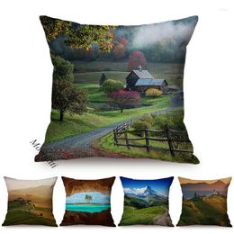 Pillow Nordic Natural Scenery Style Sofa Case Rural Landscape Fresh Home Decoration Square Cover Cotton Linen Kussenhoes