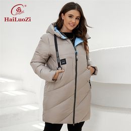 Womens Down Parkas HaiLuoZi Winter Womens Jacket Plus Size Thick Cotton Big Pockets Hooded Quilted Lady Parka Female Clothing Women Coat 6896 220902