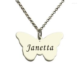 Pendant Necklaces Engraved Butterfly Necklace Sterling Silver Girls Name Personalized Baptism Chain Enjoy Freedom Kids