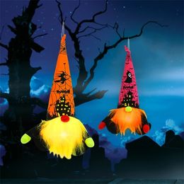Party Decoration 1pc Halloween Gnome Elf Decorations LED Luminous Home Ornaments Glowing Children Faceless Doll Witches and Spiders 220901