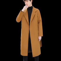 Men's Suits Blazers 2022 Autumn Winter New Men Wool Jacket Fashion Long Windbreaker Cashmere Thickened Loose Lapel Vest Streetwear M-3XL L220902