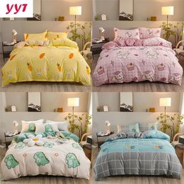 Bedding sets YanYangTian Textile Plaid Bedding set 4piece set sabanas Bed Sheet set pillowcase quilt duvet cover king queen size 3pcs4pcs 220901